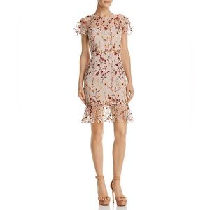 AQUA Butterfly Floral Embroidered Dress XS